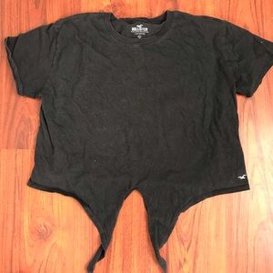 Hollister crop tee black that ties at bottom